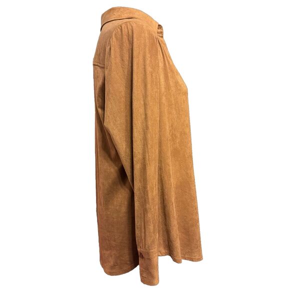 Chicos Faux Suede Blouse 1 Medium Womens Button Up Top Western Office Boho - Picture 4 of 7